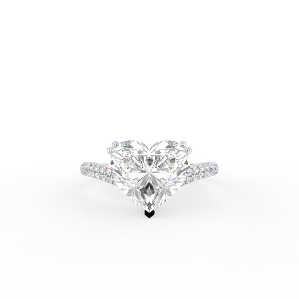 18K White Gold Solitaire Heart Diamond Ring — TOP