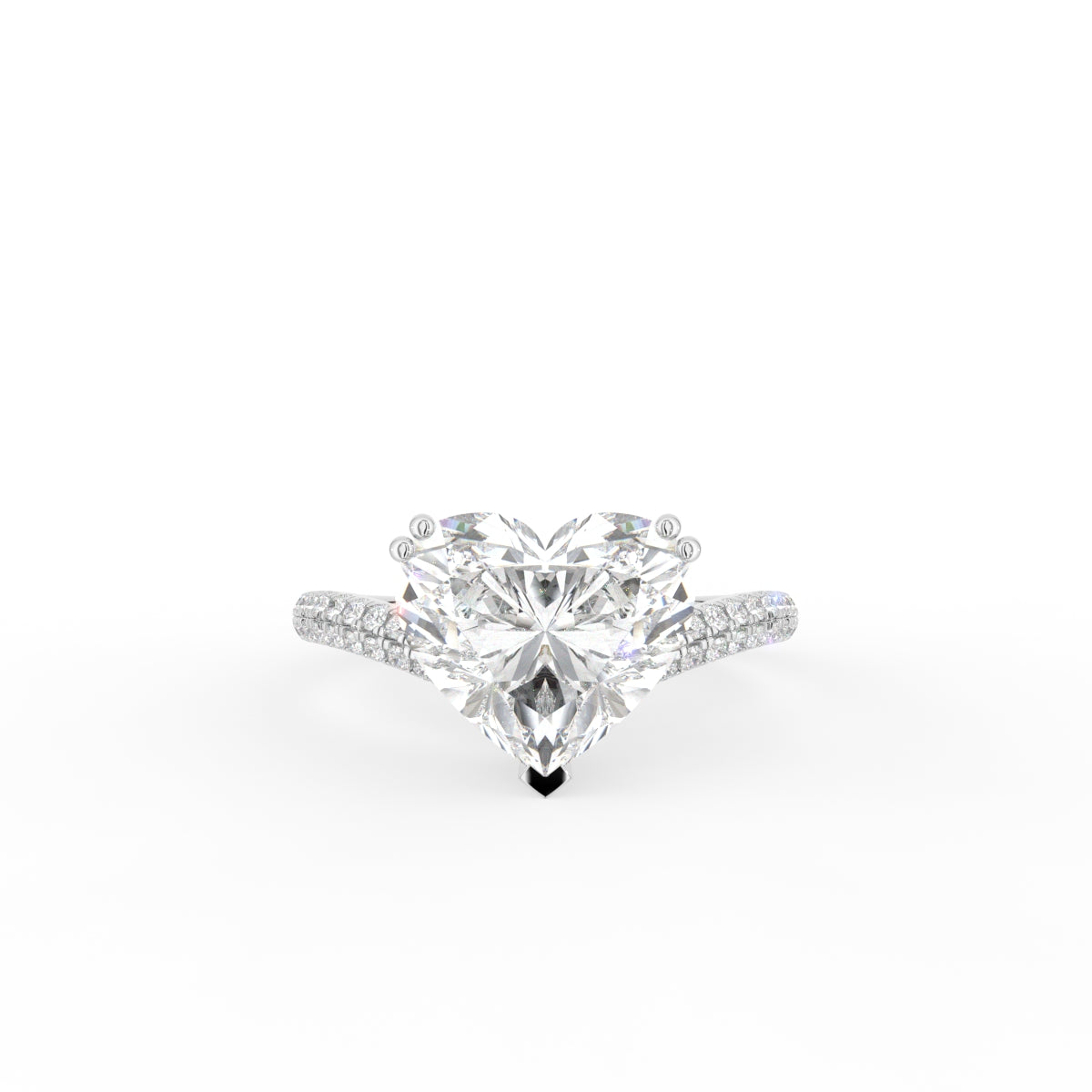 18K White Gold Solitaire Heart Diamond Ring — TOP