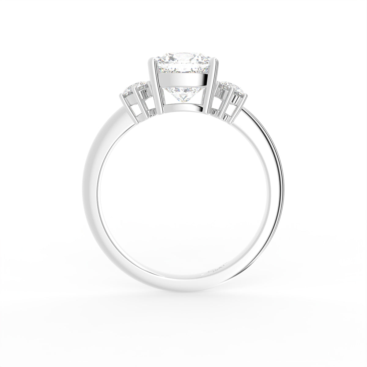 18K Trilogy Cushion Diamond Ring — FRONT
