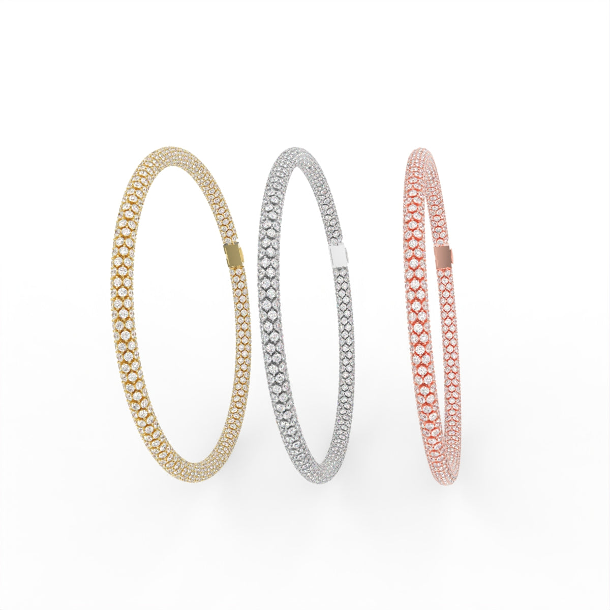 Sterling Silver Diamond Bracelet — 3 COLOR