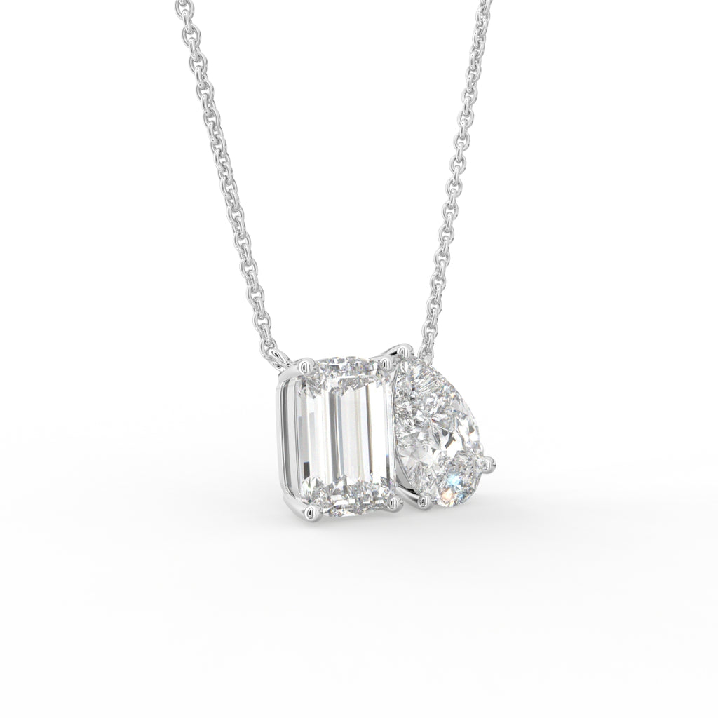 vimg:Z01103|18K Yellow Gold Emerald Cut Diamond Pendant — 3D VIEW