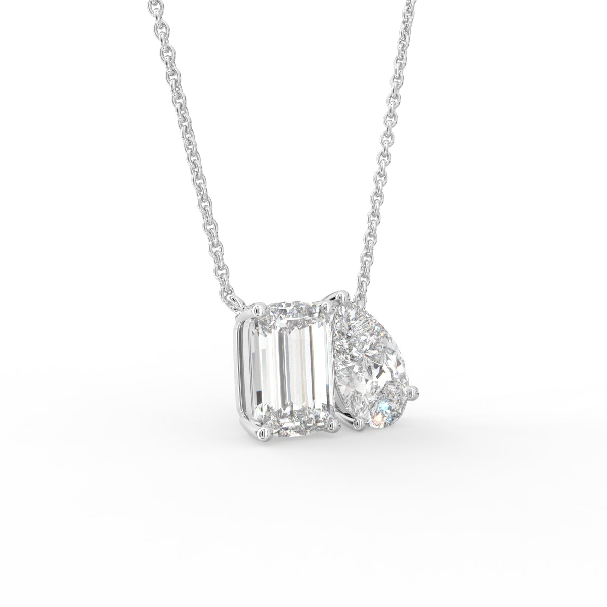 vimg:Z01103|18K Yellow Gold Emerald Cut Diamond Pendant — 3D VIEW