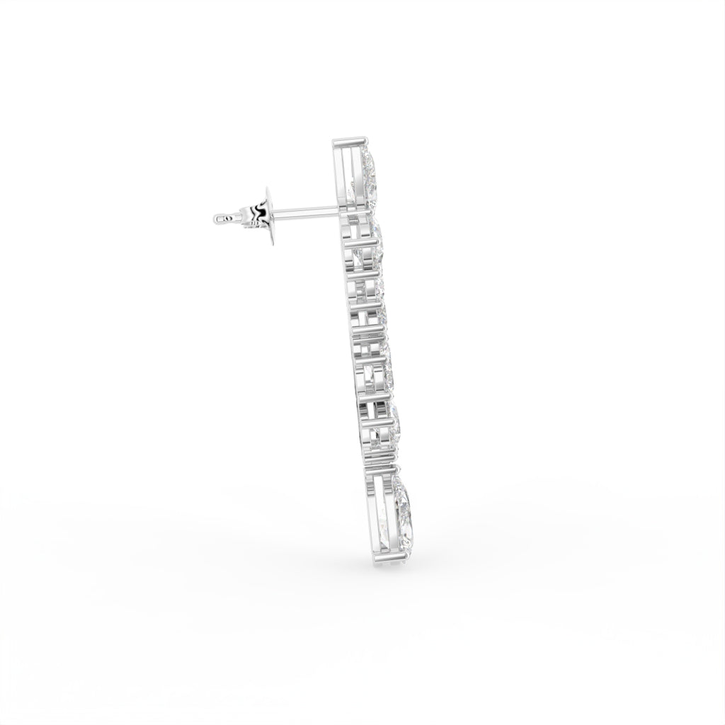 14K White Gold Pear Diamond Earrings — SIDE VIEW