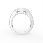 18K Halo Emerald Diamond Engagement Ring — FRONT