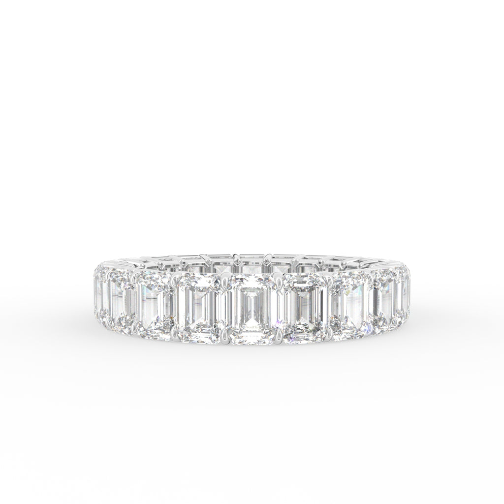 18K Full Eternity Emerald Cut Diamond Ring — TOP