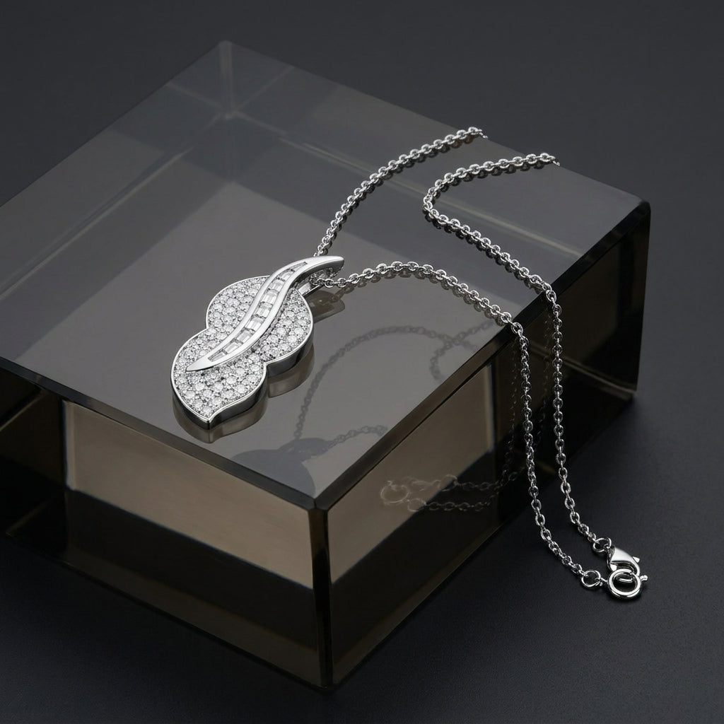 14K White Gold Floral Baguette Diamond Pendant