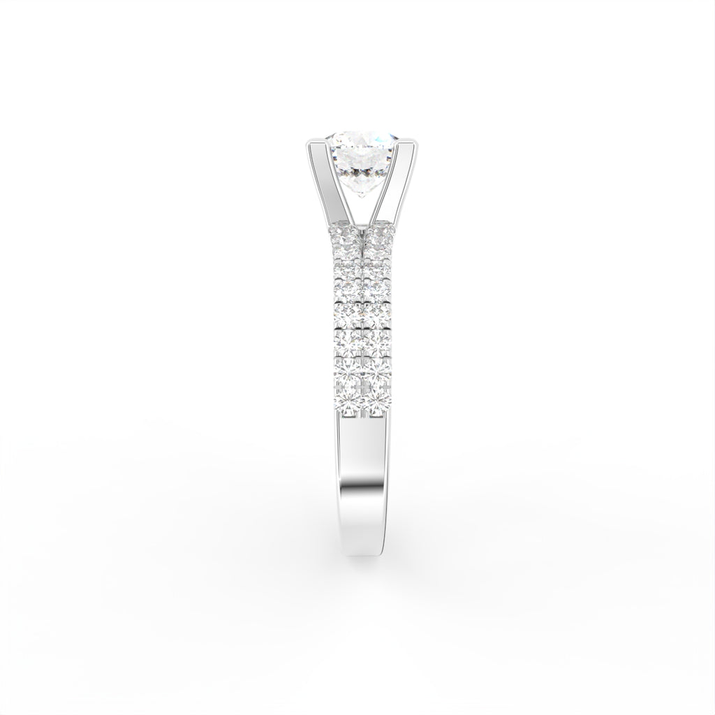 18K Round Brilliant Pavé Diamond Ring — SIDE