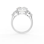 18K White Gold Trilogy Asscher Diamond Engagement Ring — FRONT