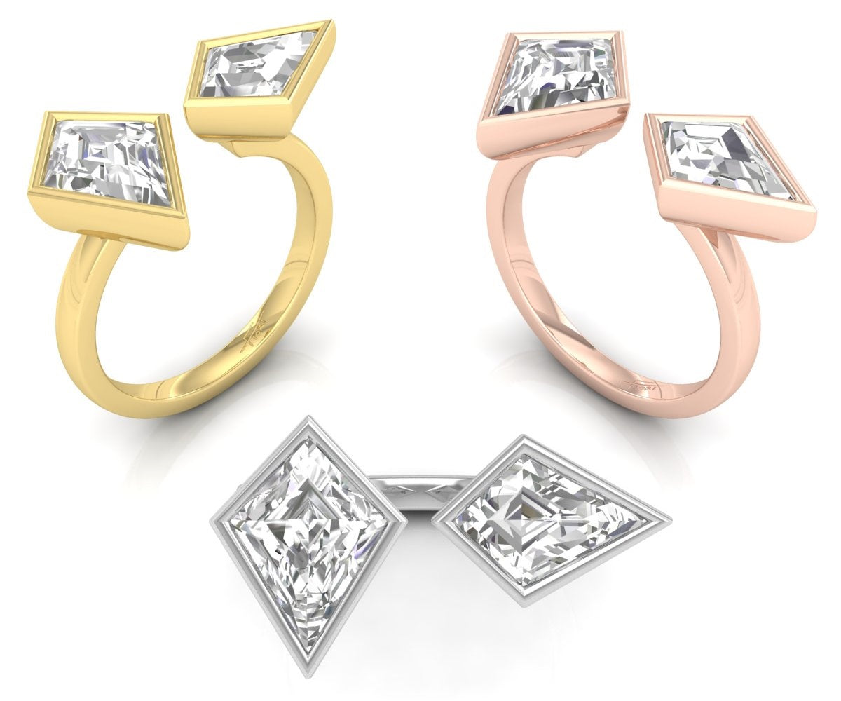 18K Bespoke Kite Bezel Diamond Ring — 3 COLOR