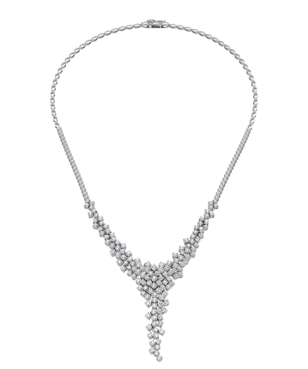 18K White Gold Round Diamond Necklace — TOP
