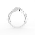 18K Halo Round Diamond Split Shank Ring — FRONT