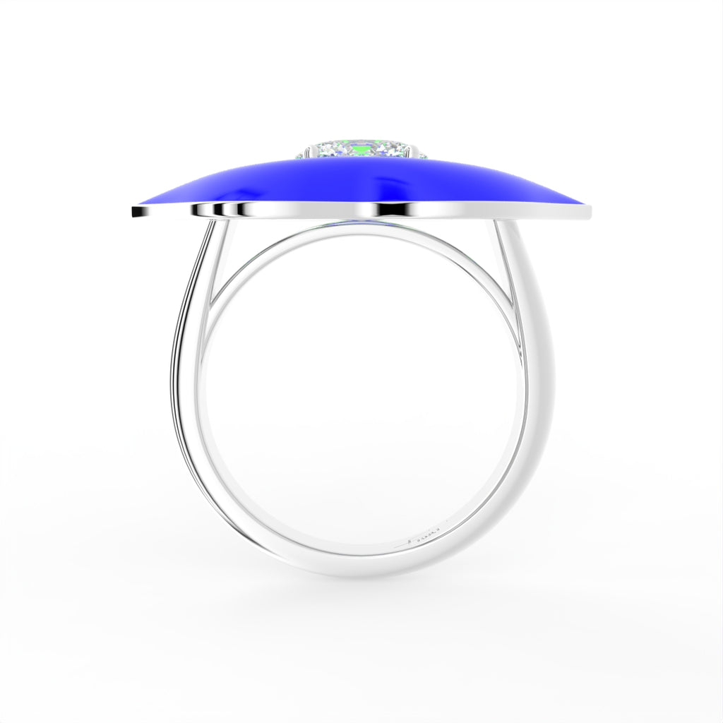 18K Bespoke Oval Diamond Ring — FRONT