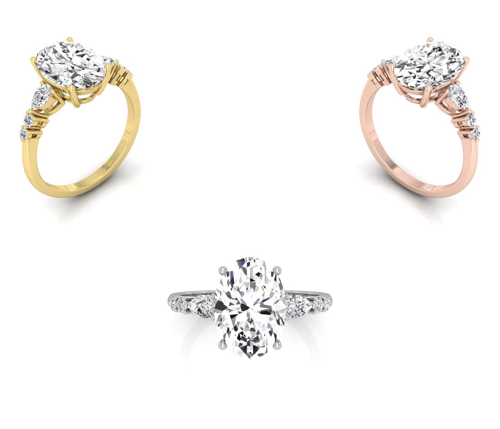 18K Bespoke Oval Diamond Engagement Ring — 3 COLOR