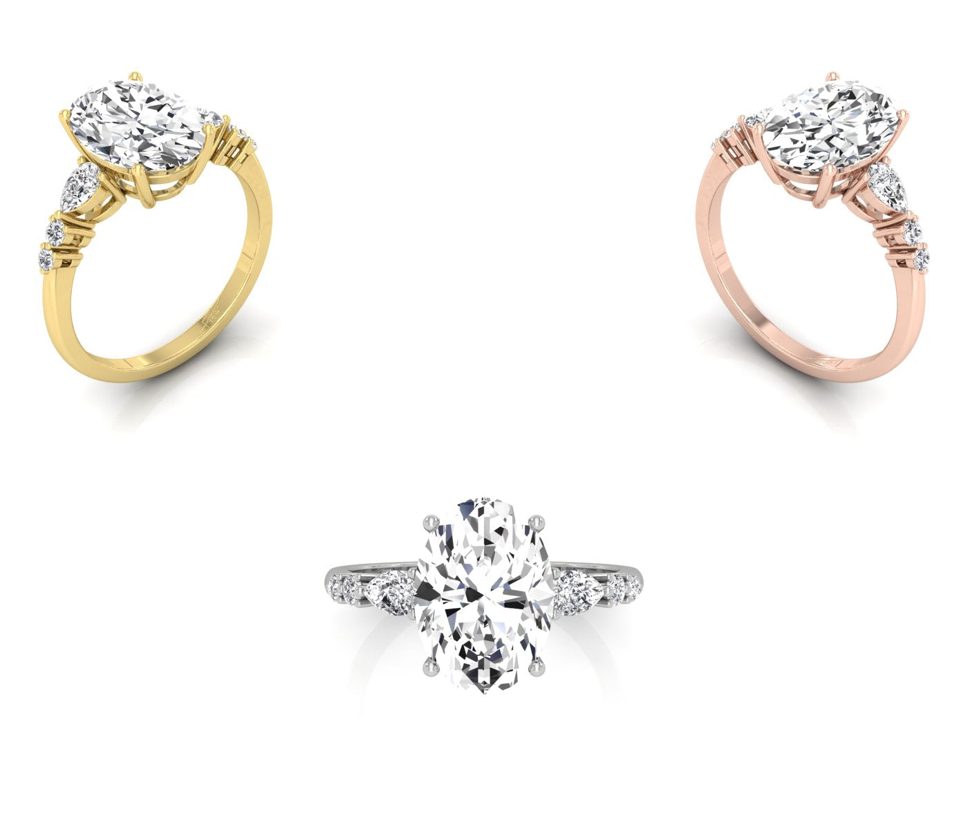 18K Bespoke Oval Diamond Engagement Ring — 3 COLOR
