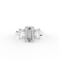 18K Trilogy Emerald Cut Diamond Ring — TOP