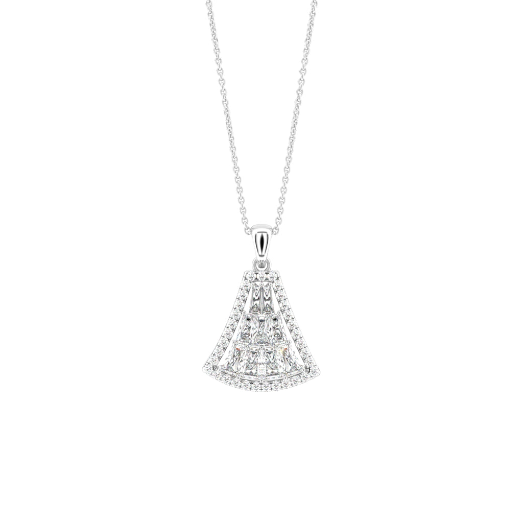 18K Christmas Tree Baguette Diamond Pendant — FRONT