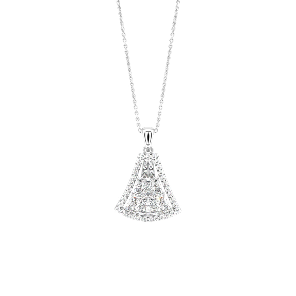 18K Christmas Tree Baguette Diamond Pendant — FRONT