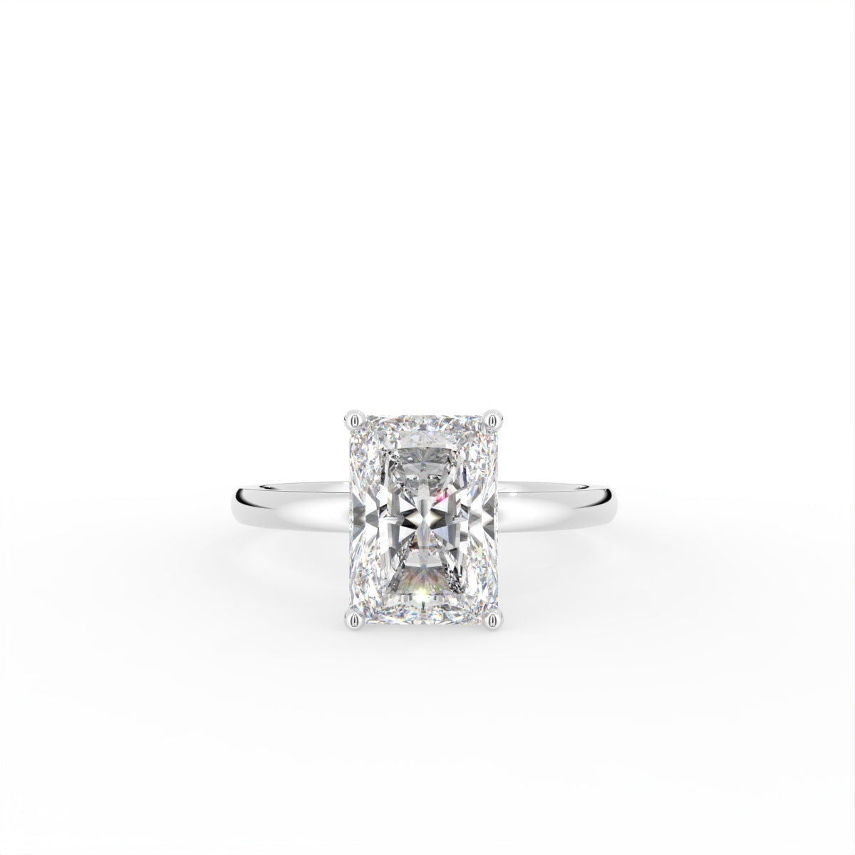 18K Solitaire Radiant Diamond Engagement Ring — TOP