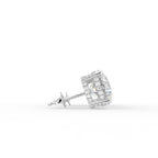 18K White Gold Solitaire Round Diamond Earrings — SIDE VIEW