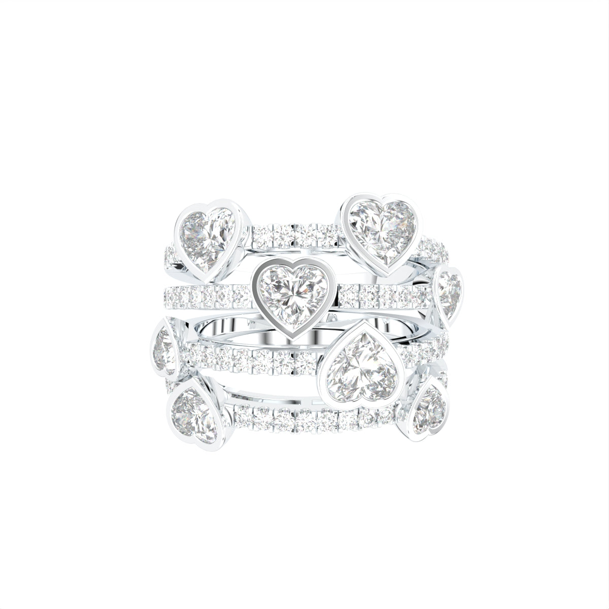 18K Bespoke Round Heart Diamond Ring — TOP
