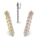 18K Floral Diamond Drop Earrings — 3 COLOR