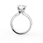 18K Shoulder Set Emerald Cut Diamond Ring — FRONT