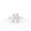 18K White Gold Trilogy Emerald Diamond Engagement Ring — TOP