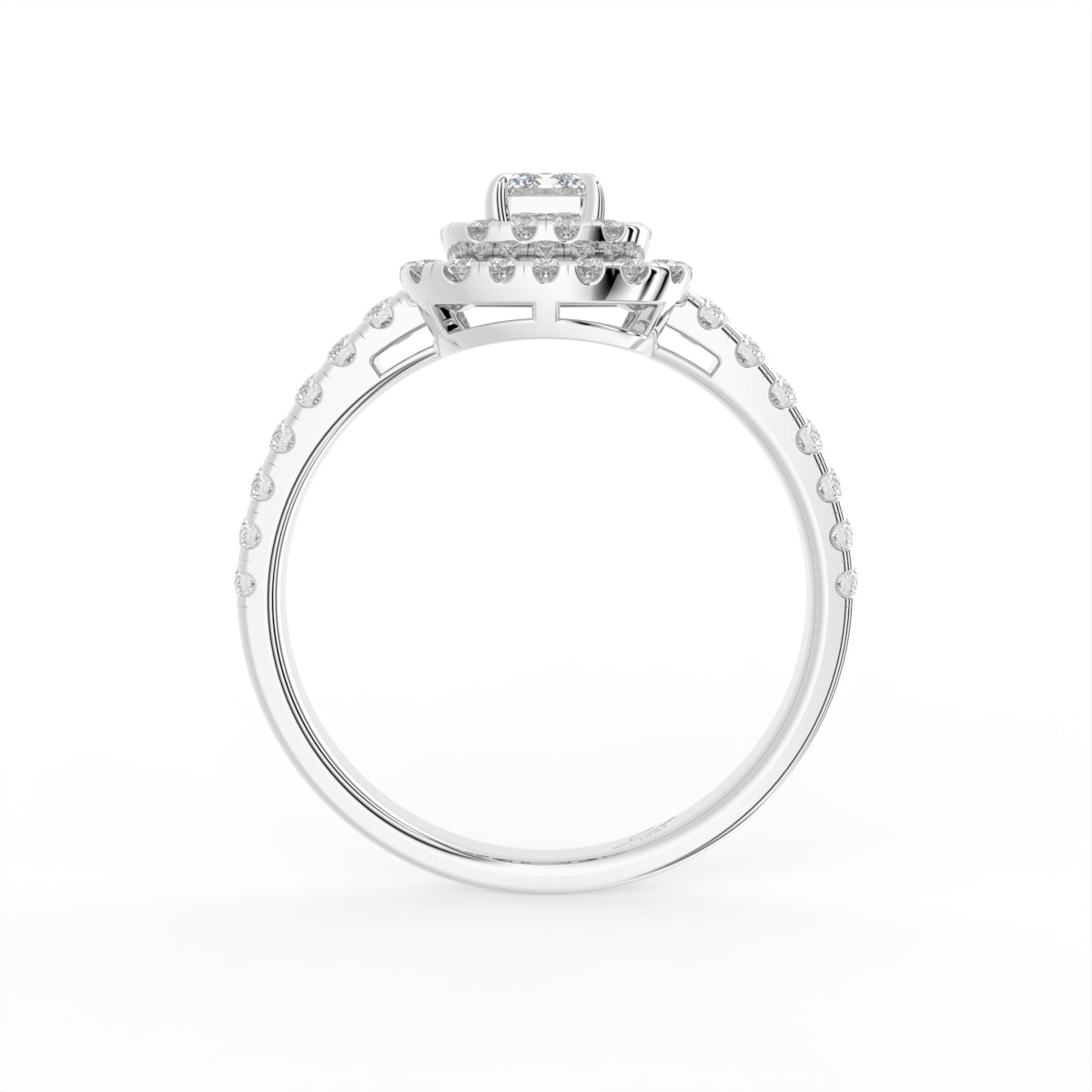 18K Halo Diamond Engagement Ring — FRONT