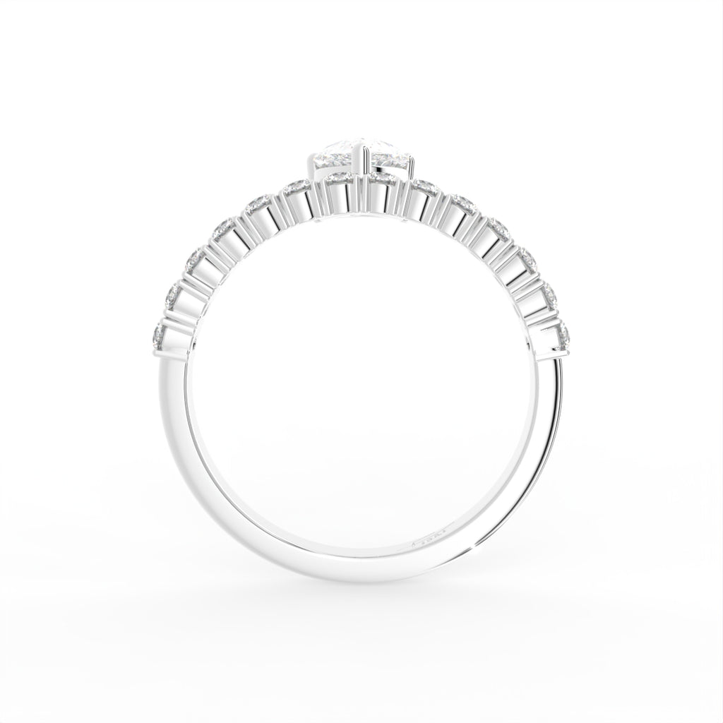 18K Bespoke Pear Diamond Ring — FRONT