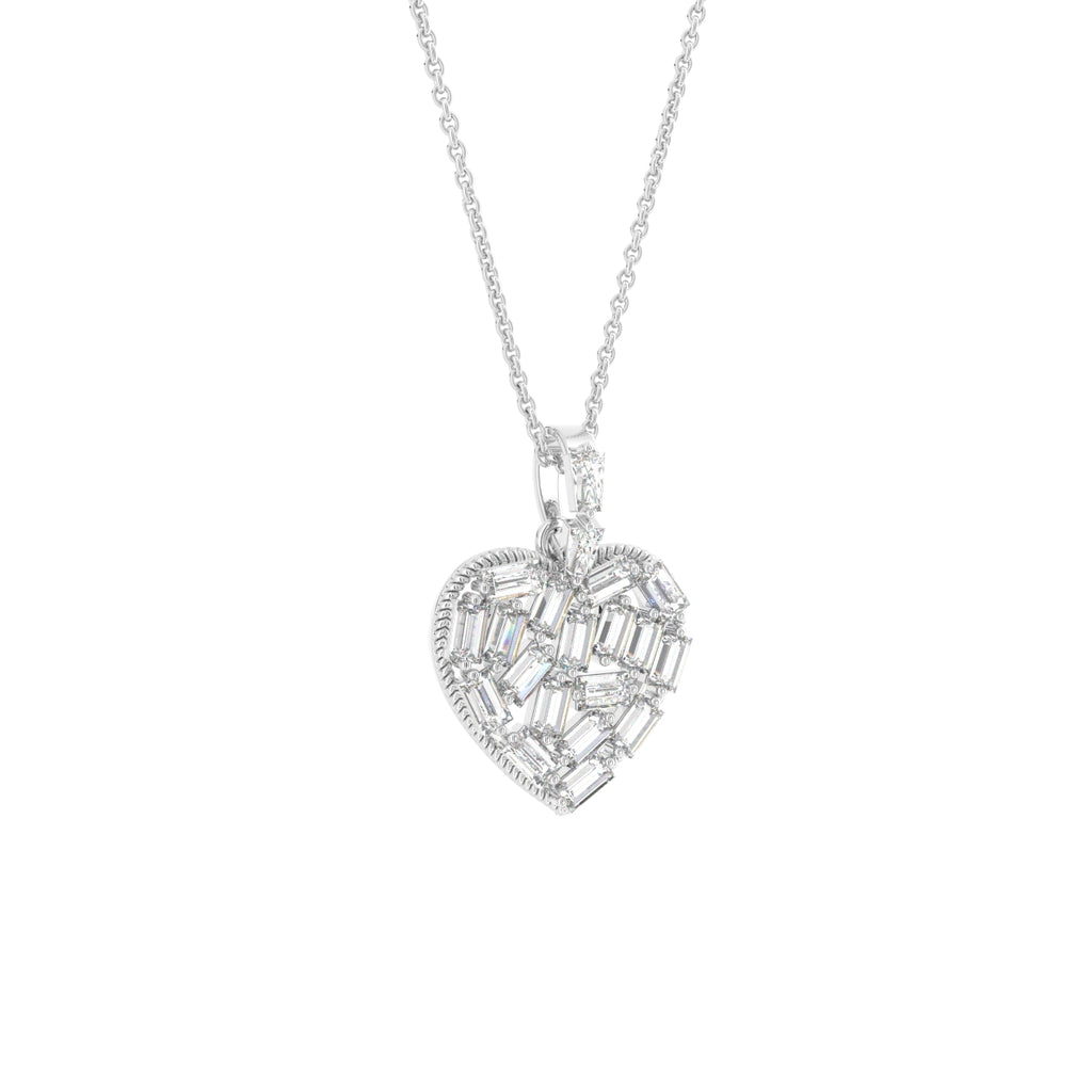 18K Heart Diamond Pendant — 3D VIEW
