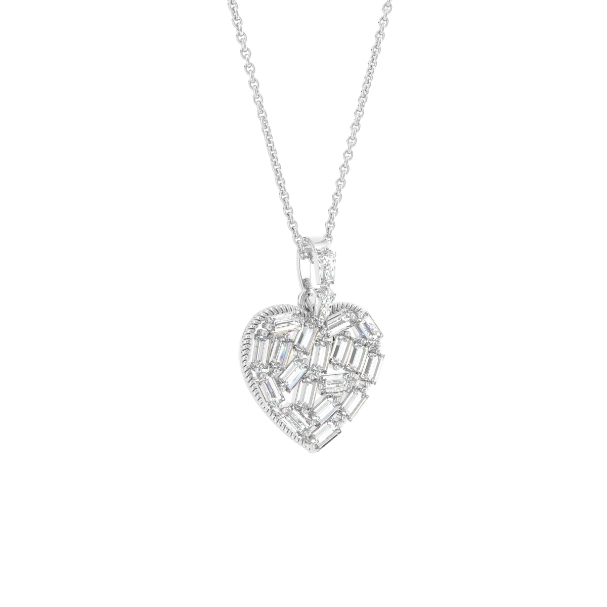 18K Heart Diamond Pendant — 3D VIEW