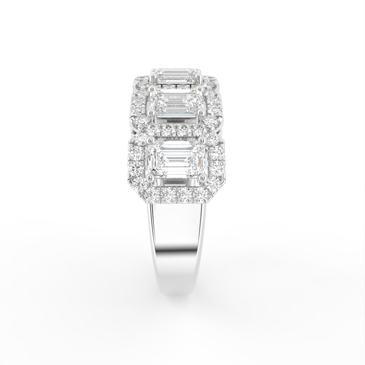 18K Emerald Cut Eternity Diamond Ring — SIDE