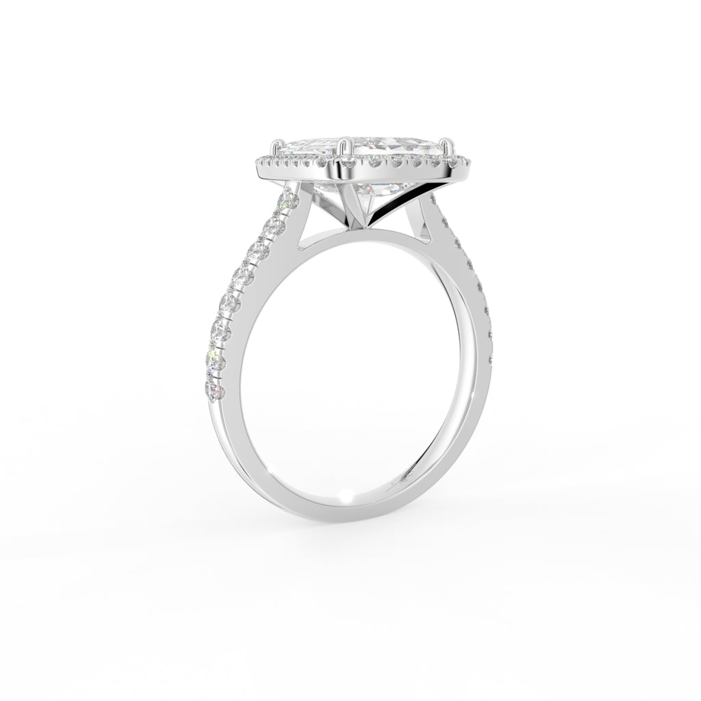 18K Halo Solitaire Diamond Engagement Ring — 3D VIEW
