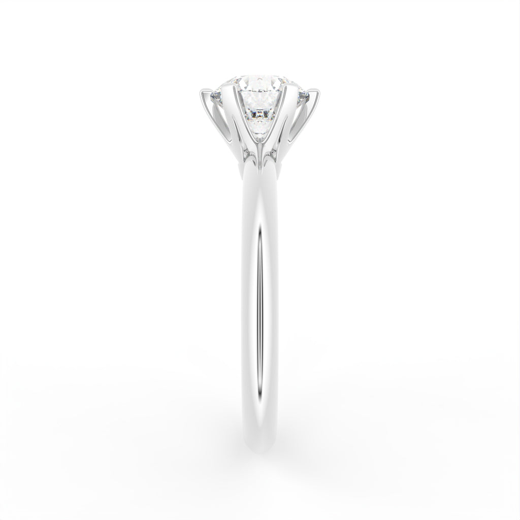 18K Solitaire Round Diamond Engagement Ring — SIDE