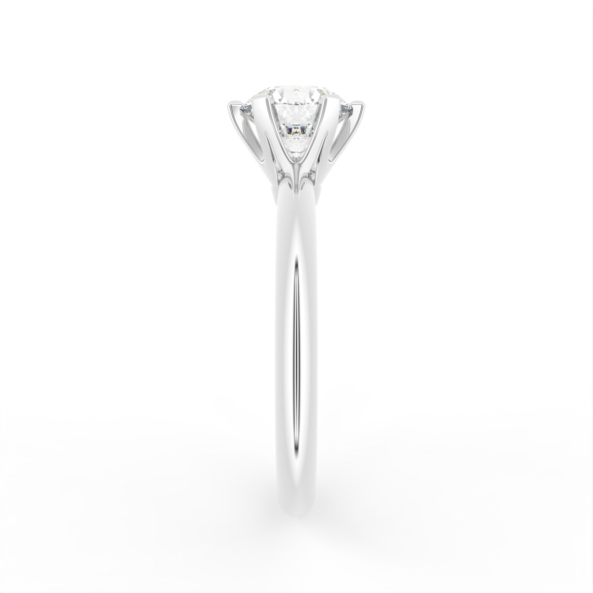 18K Solitaire Round Diamond Engagement Ring — SIDE