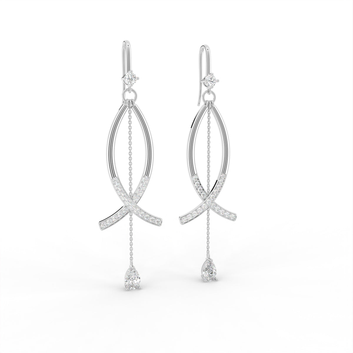 Sterling Silver Diamond Earrings — IMAGE URL