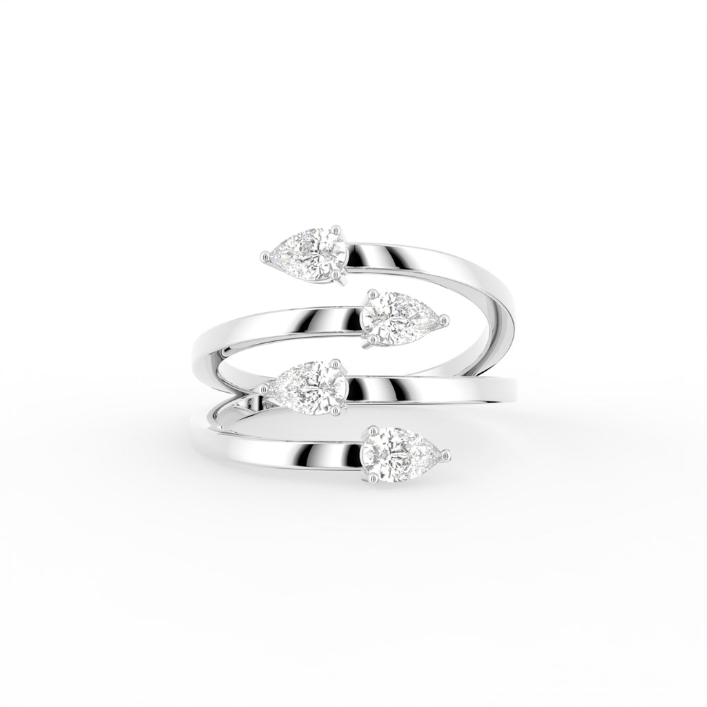18K Bespoke Pear Diamond Ring — TOP