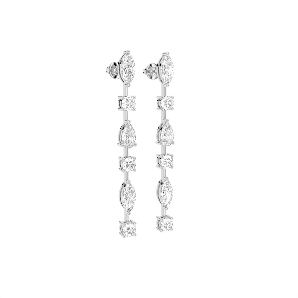18K Marquise Diamond Drop Earrings — 3D VIEW