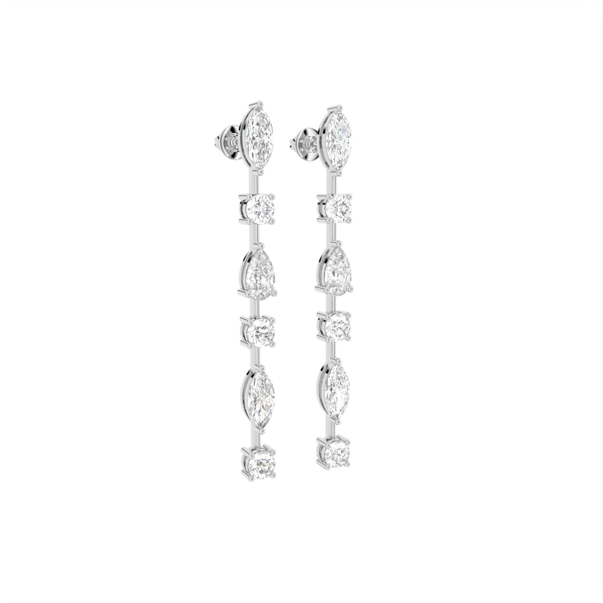18K Marquise Diamond Drop Earrings — 3D VIEW