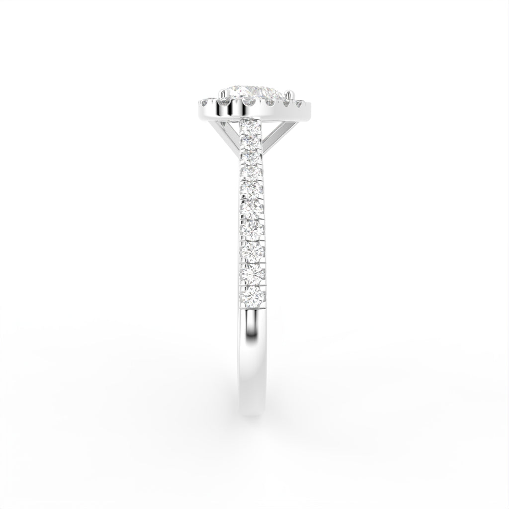 18K Halo Heart Diamond Ring — SIDE