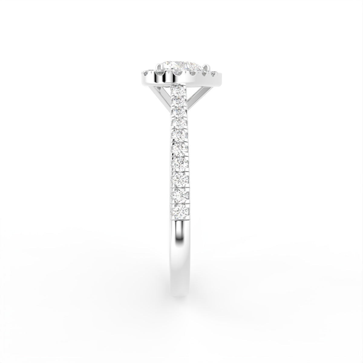 18K Halo Heart Diamond Ring — SIDE