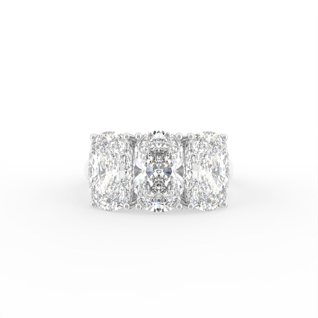 18K Trilogy Emerald-Cut Diamond Ring — TOP