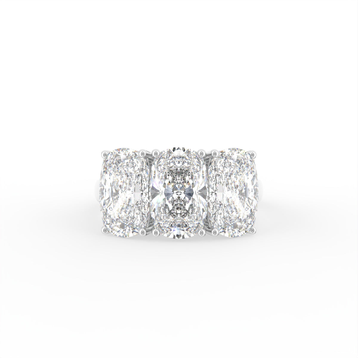 18K Trilogy Emerald-Cut Diamond Ring — TOP