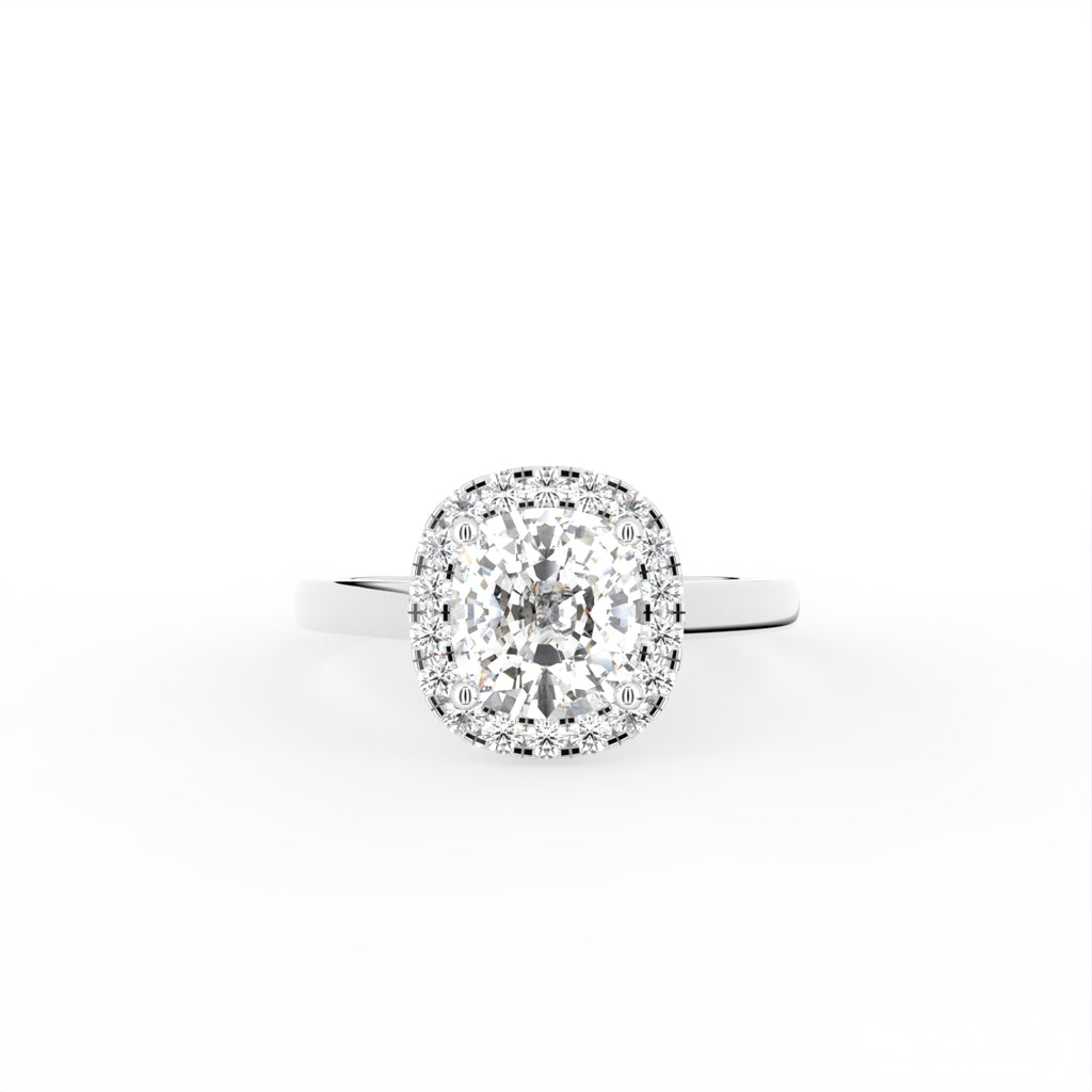 18K Halo Cushion Diamond Engagement Ring — TOP