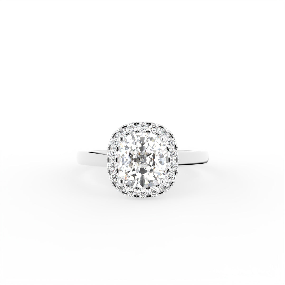 18K Halo Cushion Diamond Engagement Ring — TOP