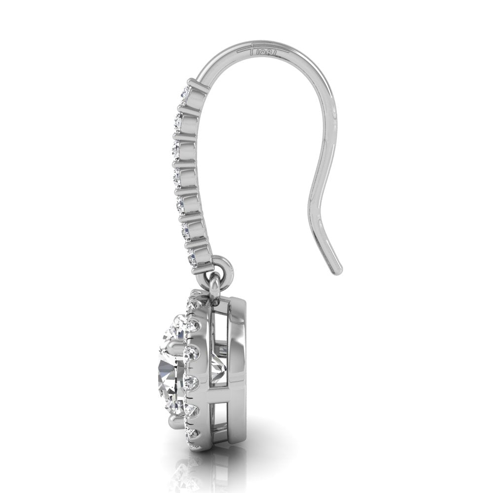 18K Round Diamond Drop Earrings — SIDE VIEW
