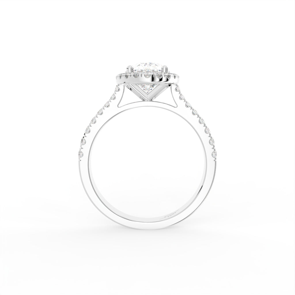 18K Halo Oval Diamond Ring — FRONT