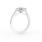 18K White Gold Halo Oval Diamond Engagement Ring — 3D VIEW