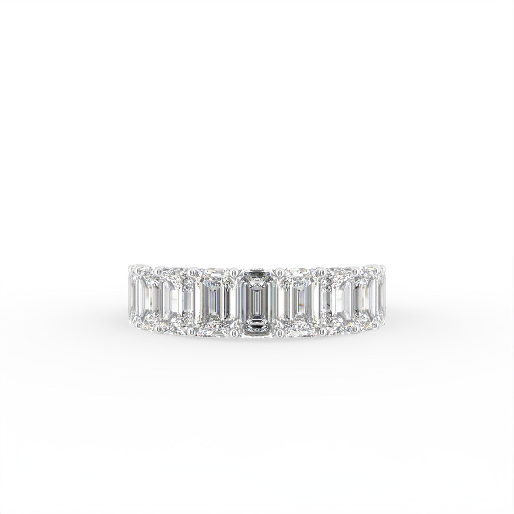 vimg:FJ4651|vimg:FJ4652|14K White Gold Half Eternity Emerald Diamond Ring — TOP