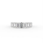 vimg:FJ4651|vimg:FJ4652|14K White Gold Half Eternity Emerald Diamond Ring — TOP